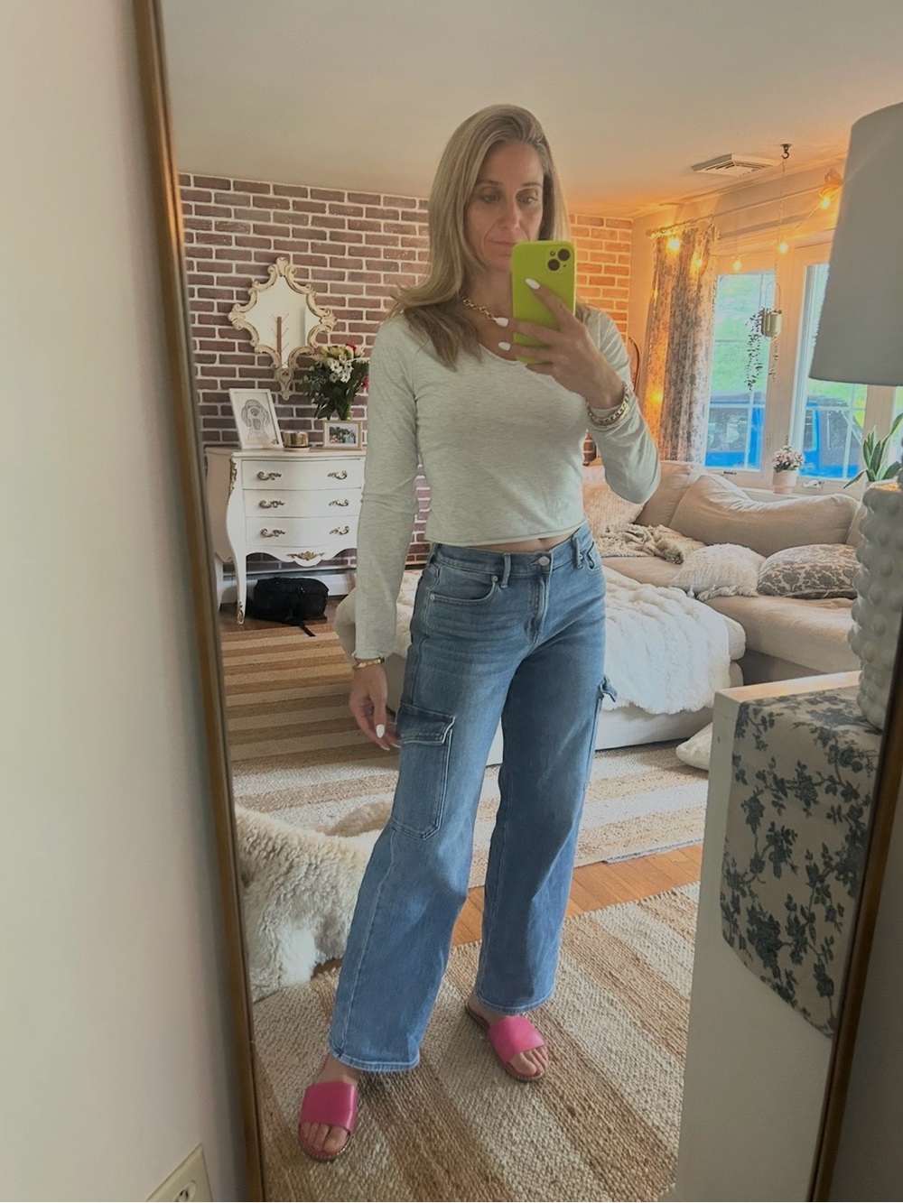 Just USA Light Blue Wide-Leg Cargo Jeans
